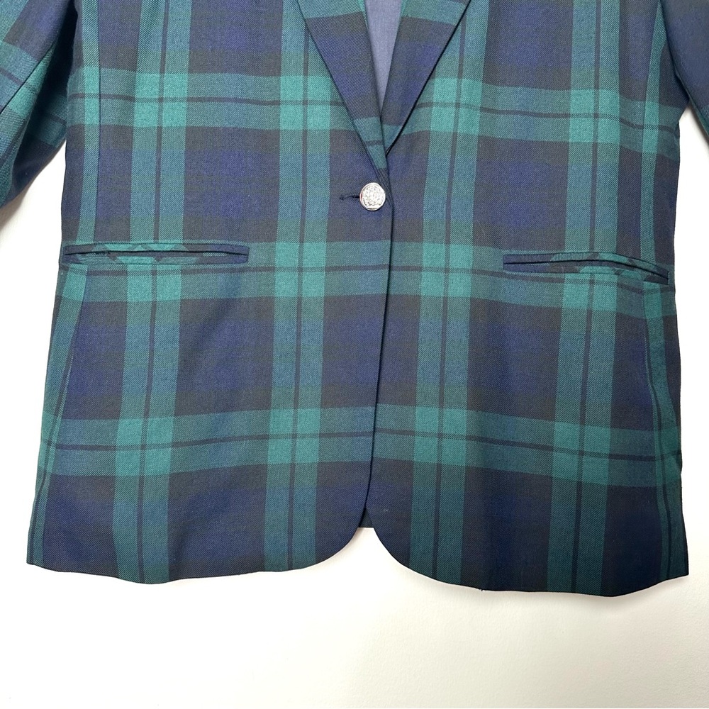 Vintage Tartan Plaid Old Money Heritage Blazer Single Button Black Watch Preppy - Picture 4 of 13